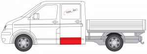 Panou reparatie usi Spate Dreapta/Stanga (strat, placa usii cabinei spate, cabina dubla, inaltime 250mm, lungime 800mm) potrivit VW MULTIVAN T5, TRANSPORTER T5 04.03-08.15 - Img 2