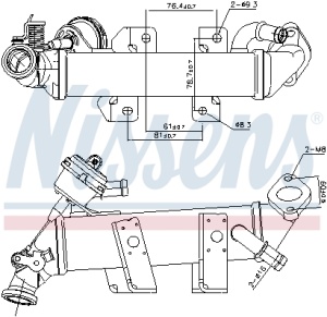 Radiator recirculare gaze esapament potrivit NISSAN NV400, PRIMASTAR, QASHQAI I, X-TRAIL, X-TRAIL II; OPEL MOVANO B, VIVARO A; RENAULT ESPACE IV, GRAND SCENIC III, KOLEOS I, LAGUNA, LAGUNA III 2.0D/2.3D 01.06- - Img 3