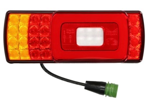 Stop spate dreapta ECOFAB (LED, 10/12/24/30V, cu intermitent, cu far de ceață, lumina de marșarier, cu stop, lumină de parcare, reflector, lungime cablu: 0,3m, fixare orizontala/fixare verticala, conector: ASS2 - Img 1