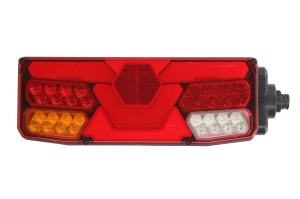 Stop spate stanga (LED, 12/24V, cu intermitent, cu far ceață, lumina de marșarier, cu stop, lumină de parcare, cu iluminare placuta, reflector conector: Side AMP 7PIN Bayonet, 350x131x81) - Img 1
