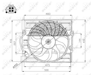 Ventilator radiator (cu carcasa) potrivit BMW 7 (E38), Z8 (E52) 2.5D-5.4 03.94-12.03 - Img 4
