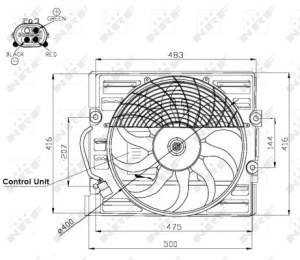 Ventilator radiator (cu carcasa) potrivit BMW 7 (E38), Z8 (E52) 2.5D-5.4 03.94-12.03 - Img 2
