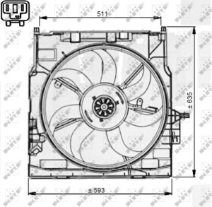 Ventilator radiator (cu carcasa) potrivit BMW X5 (E70), X6 (E71, E72) 3.0/3.0D 12.06-07.14 - Img 3