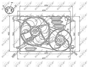 Ventilator radiator (cu carcasa) potrivit VOLVO S60 II, S80 II, V60 I, V60 II, V70 II, V70 III, V70 III/KOMBI, XC60 I, XC60 II, XC70 II 2.0-4.4 05.05-12.21 - Img 3