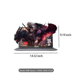 Laptop cu procesor AMD Ryzen 5 7430U 6C/12T, grafică AMD Radeon, 16GB DDR4, 512GB NVMe SSD, ecran IPS Full HD de 15.6", Wi-Fi 6, Type-C cu funcții complete, cameră web - Img 3