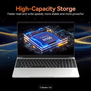 Laptop (2025), Windows 11 Pro, Ecran FHD+ 15.6", 12GB RAM, 512 GB SSD Intel Pentium Quad Core N100 Încărcare Rapidă, 200W Webcam Gri - Img 3