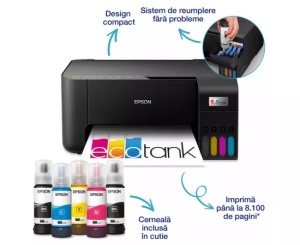 Multifunctional Inkjet CISS EPSON EcoTank L3270 Color, A4, USB/Wi-Fi, Negru