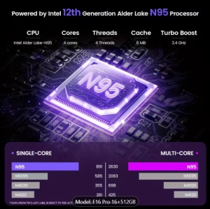 F16 Pro Laptop 15,6 inch Ecran Vasta, Intel Gen 12th CPU, Până la 16GB Ram +512GB SSD Slot 1920×1080 Full HD Windows11Pro Turbo Boost până la 3,4Ghz - Img 3