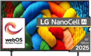 Televizor LED NanoCell LG Smart 55NANO80A3B Seria NANO80 55 inch Ultra HD 4K Black