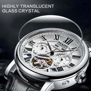 Ceas mecanic automat pentru barbati cu scala romana MarkFairwhale FW-6017 impermeabil din piele - Img 5
