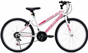 Bicicleta EROS 24 inch alb cu roz