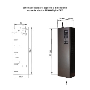 Centrală electrică Tenko DIGITAL, 4,5 kW, 220 V – până la 45 m² suprafață încălzită, control digital precis