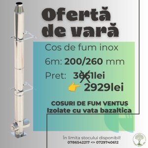 Cos de fum din inox 200 mm diametru interior inaltime 6 m