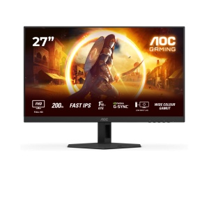 Monitor AOC 27" 27G4HRE, Diagonal (inch): 27, Diagonal (cm): 68, Aspect ratio: 16:9, Panel: Fast IPS, Resolution: 1920x1080, Refresh Rate: 200Hz, Response time GtG: 1ms, Response time MPRT: 0.5ms, Brightness (max): 300 cd/m², Contrast (static) : 1000:1,