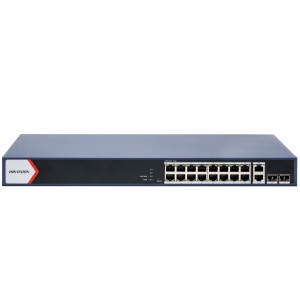 16-Port Gigabit Smart Managed PoE Switch Hikvision DS-3E1520P-EI, metal shell, ports: 16 × Gigabit PoE port, 2 × Gigabit RJ45 port, 2 × Gigabit SFP fiber optical port, switching capacity: 68 Gbps, packet forwarding rate: 50.59 Mpps, MAC address table: 16 - Img 2