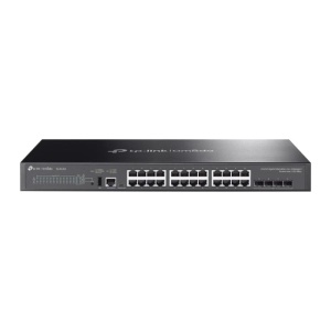Omada 24-Port Gigabit Stackable Lite L3 Managed Switch with 4 10G Slots PORT: 24× Gigabit RJ45 Ports, 4× 10G SFP+ Slots, RJ45/USB Type C Console Port, 1× USB2.0 Port SPEC: 1U 19-inch Rack-mountable Steel Case FEATURE: Centralized Managed by Omada SDN