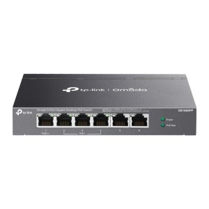 Omada 6-Port Gigabit Desktop Switch with 3-Port PoE+ and 1-Port PoE++ PORT: 1× Gigabit PoE++ Port, 3× Gigabit PoE+ Ports, 2x Gigabit Non-PoE Ports SPEC: 802.3af/at/bt type3, 64 W PoE Power, Desktop Steel Case FEATURE: Extend Mode for 250m PoE