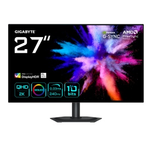GIGABYTE GO27Q24G. Diagonala ecranului: 68,6 cm (27"), Rezoluția ecranului: 2560 x 1440 pixeli, Tip HD: Quad HD, Tehnologie ecran: OLED, Timp de răspuns: 0,03 ms, Raport de aspect nativ: 16:9, Unghi de vizualizare, orizontal: 178°, Unghi de vizualizare,