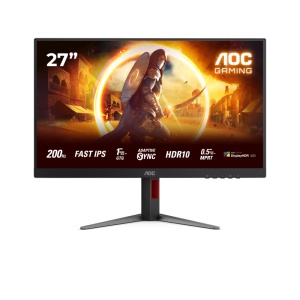 Monitor AOC 27" 27G4HA, Diagonal (inch): 27, Diagonal (cm): 68, Aspect ratio: 16:9, Panel: Fast IPS, Resolution: 1920x1080, Refresh Rate: 200Hz, Response time GtG: 1ms, Response time MPRT: 0.5ms, Brightness (max): 300 cd/m², Contrast (static) : 1000:1,