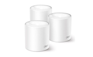 TP-Link AX3000 whole home mesh Wi-Fi 6 System, Deco X50(3-pack); Dual- Band, Standarde Wireless: IEEE 802.11ax/ac/n/a 5 GHz, IEEE 802.11ax/n/b/g 2.4 GHz, viteza wireless: 5 GHz: 2402 Mbps, 2.4 GHz: 574 Mbps, 2 x antene interne, 2×2 MU-MIMO, Mod Router,