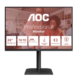 Monitor AOC 24" X24E4U, Diagonal (inch): 24, Diagonal (cm): 60, Aspect ratio: 16:10, Panel: IPS, Resolution: 1920x1200, Refresh Rate: 100Hz, Response time GtG: 4ms, Brightness (max): 300 cd/m², Contrast (static) : 1500:1, Contrast (dynamic): 20M:1,