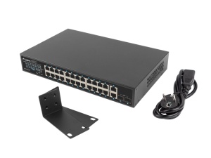 Switch 24x 1 Gb PoE+ / 2x Gb / 2x SFP, rack 19", Gigabit Ethernet, 250W