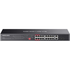 Switch Mercusys Gigabit Rackmount MS120GP, 16× Gigabit PoE+ RJ45 ports, 2× Gigabit non-PoE RJ45 ports, si 2× Gigabit SFP slots