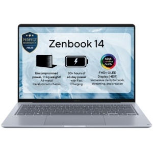 Laptop Consumer ASUS Zenbook 14 UX3480AA-U2382X, cu procesor Intel Core Ultra 7 355, 14'' OLED, 16 GB LPDDR5x, 512 GB, Intel Graphics, Windows 11 Pro, 3 ani Garantie