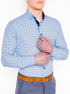 Мъжка елегантна риза SLIM FIT K314 - светло син цвят