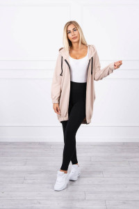 Дамски свободен суитчър с щампа 9117 - светло бежов - Img 3