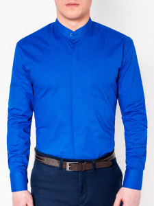 Мъжка елегантна риза SLIM FIT K307 - син цвят