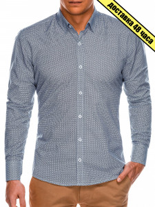 Мъжка риза Slim fit K471 - бяло/navy