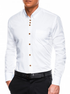 Мъжка елегантна риза SLIM FIT K302 - бял цвят