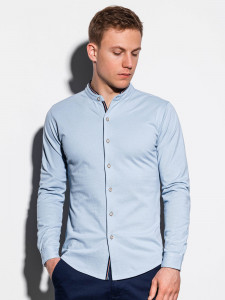 Мъжка риза slim fit K542 - синя