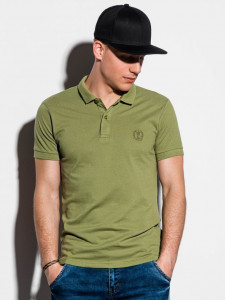 Мъжка тениска с яка S1048 - khaki