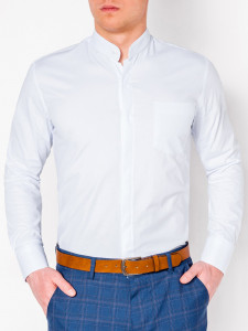 Мъжка елегантна риза SLIM FIT K307 - бял цвят