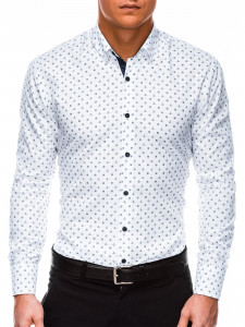 Мъжка елегантна риза SLIM FIT K314 - бяла