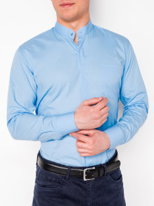 Мъжка елегантна риза SLIM FIT K307 - светло син цвят