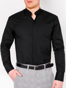 Мъжка елегантна риза SLIM FIT K307 - черен цвят