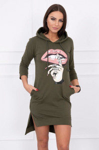 Дамска асиметрична рокля Васи 64632 - khaki