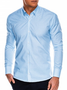 Мъжка риза с кройка Slim fit е модел с дълъг ръкав и класическа яка. Произведена от 58% памук, 42% полиестер