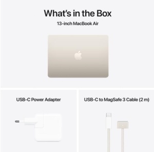MacBook Air 13.6" Retina/Apple M4 (CPU 10-core, GPU 10-core, Neural Engine 16-core)/16GB/ 1TB - Starlight - INT KB (2025) 35W USB C, ( Cto from MW103RO/A) - Img 4