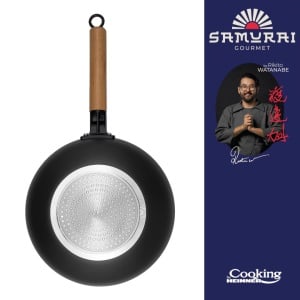 TIGAIE WOK ALUMINIU + CAPAC 28X8 CM, RIKITO WATANABE, SAMURAI GOURMET, COOKING BY HEINNER - Img 2