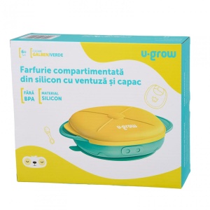 Farfurie silicon cu capac , galbena, U-Grow - Img 4