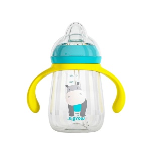 Pachet 3 in 1 cana 260 ml tritan cu 3 accesorii diferite pentru baut : tetina biberon, cioc , pai, blue, U-Grow - Img 4