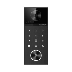 Post videointerfon de exterior WI-FI Hikvision DS-KV6124-WBE1, montaj aparent pentru o familie, camera HD 4MP, WDR, unghi vizualizare: Horizontal: 150° Vertical: 75°, iluminare IR 3 metri, cititor de card incorporat Mifare 13.56 MHz, comunicare audio