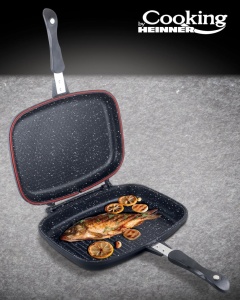 TIGAIE DUBLA DREPTUNGHIULARA TIP GRILL, ALUMINIU, 36x24x7.5 CM,DARK LINE CLASSIC,COOKING BY HEINNER - Img 5