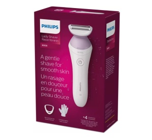 Aparat de ras fara fir umed si uscat PHILIPS Lady Shaver Seria 6000 BRL136/00, Wet&Dry, 40 min utilizare, Manusa exfoliere, Alb/Mov, L x A x I (mm) 60x120x185 - Img 3