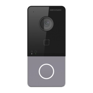 Post videointerfon de exterior WIFI Hikvision DS-KV6113-WPE1(C), montaj aparent pentru o familie, camera HD 2MP, True WDR, unghi vizualizare: Horizontal: 129° Vertical: 75°, iluminare IR 3 metri, cititor de card incorporat Mifare 13.56 MHz, comunicare