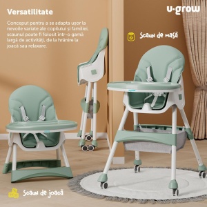 Scaun de masa 2 in 1, pliabil, verde, U-Grow - Img 3